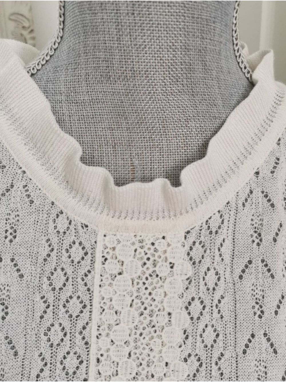 Womens Zara Ivory Cream Lace Knit Romantic Babydoll Tunic Top Dress. Size M - Picture 5 of 7